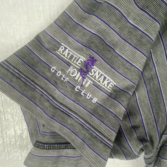 Peter Millar Polo Shirt Mens M Golf Gray Striped Rattle Snake Point Golf Club - Picture 6 of 9
